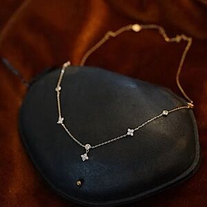 Gold Necklace with Diamond Accents